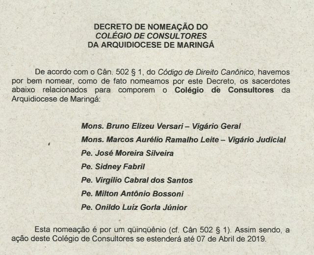 imagem Dom Anuar assina decreto sobre composição do Colégio de Consultores