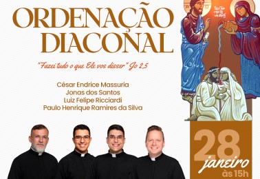 Quatro seminaristas serão ordenados diáconos dia 28 de janeiro