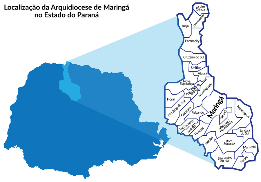 Mapa da Arquidiocese de Maringá